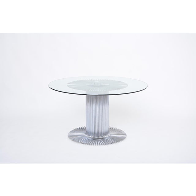 Italian chromed metal and glass dining table in the style of Gastone Rinaldi Large dining table produced in Italy in the...