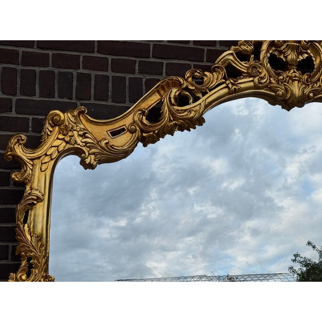 1950 Italian Rococo Gold Beech Wood Mirror - 1 Pc For Sale - Image 10 of 15