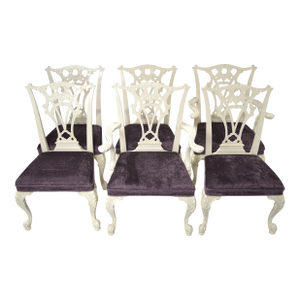 Mid 20th Century 6 Piece Chippendale Style Dining Chair Set