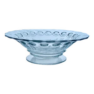 Vintage Heisey Thumbprint & Panel Clear Flared Pressed Glass Footed Bowl