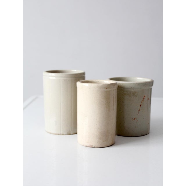 Early 20th Century Antique Stoneware Kitchen Crocks Set of 3 For Sale - Image 5 of 17