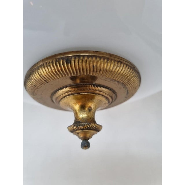 Neoclassical Empire Plafonniere Ceiling Lamp in Opaline Glass and Gilt Brass, 1940s For Sale - Image 6 of 15