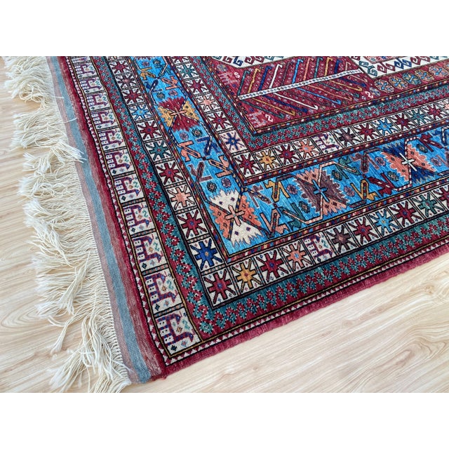 1990s Vintage Kazak Wool Rug, Red Star Medallion For Sale - Image 5 of 11