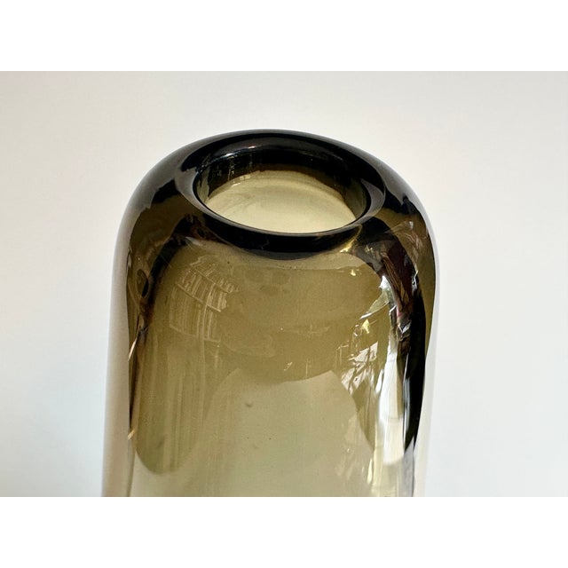 Glass Mid-Century Thick-Walled Smoked Glass Vase, Germany, 1960s For Sale - Image 7 of 13
