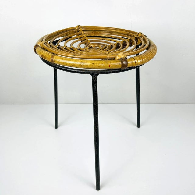 Vintage Bamboo Metal Stool, Italy, 1950s For Sale - Image 12 of 12