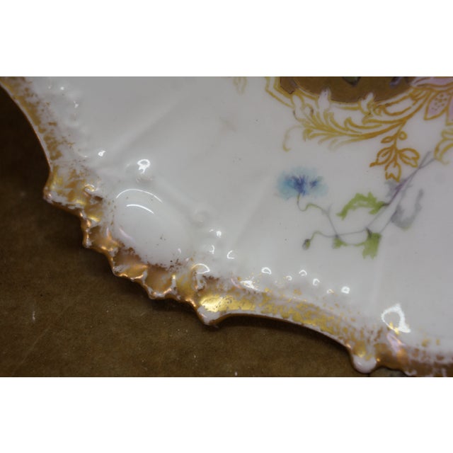 Ceramic Antique a Klingenberg & Dwenger French Limoges Porcelain Floral Scalloped Plate For Sale - Image 7 of 13