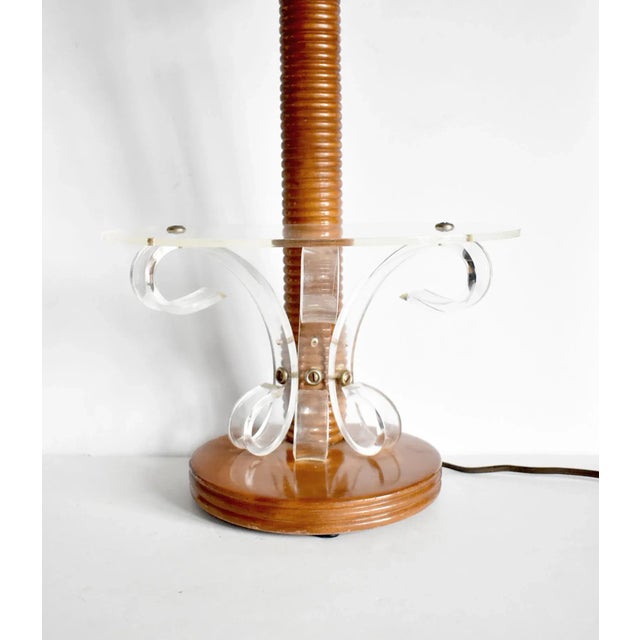 Wood Mid-Century Modern Wood & Acrylic Shelf Table Lamp For Sale - Image 7 of 11