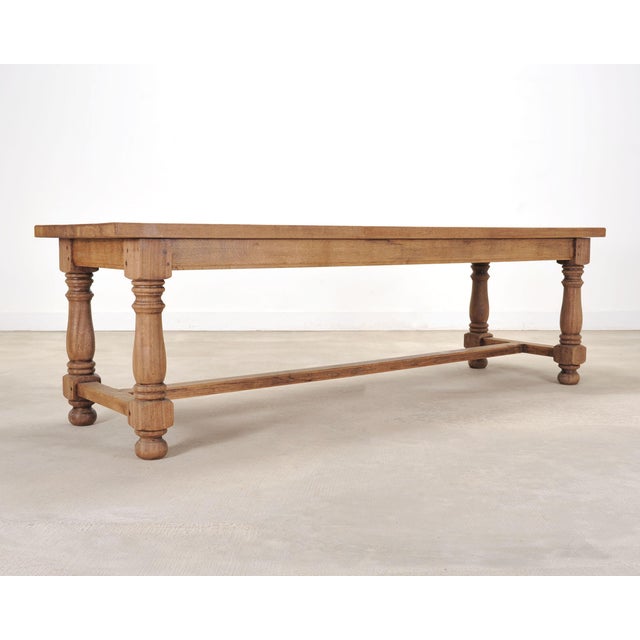 French Provincial Country French Provincial Bleached Oak Farmhouse Dining Table 8 Ft For Sale - Image 3 of 18