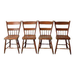 Antique Primitive Dining Chairs Set of 4