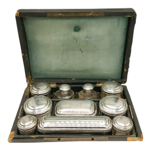 Victorian Travel Vanity & Grooming Case — 10 Silver-Plate Accessories, 1854