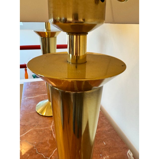 Stiffel 1960s Stiffel Brass Torch Form Table Lamps—a Pair For Sale - Image 4 of 12