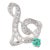 Vintage Emerald Diamond 18k White Gold Treble Clef Ring, Size 4.75 For Sale