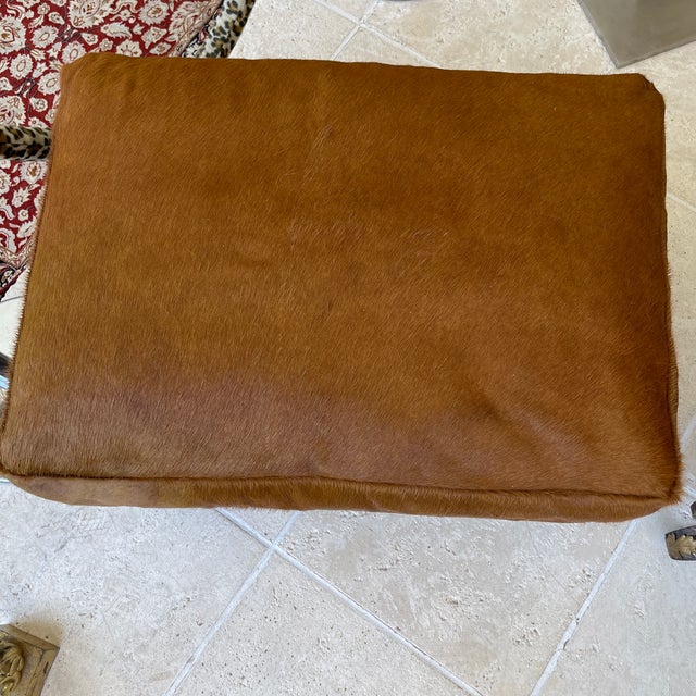 1980s Vintage Smith English Animal Hide Ottoman Chairish