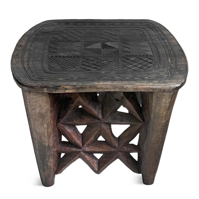 Vintage tribal Nupe stool from Nigeria. Beautiful hand carved seat stool or table made from a single piece of wood....