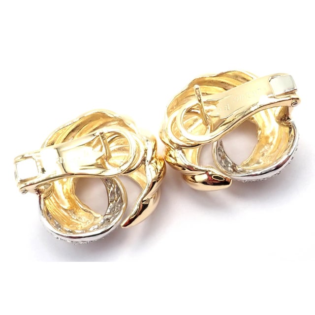Metal Late 20th Century Verdura Yellow Gold Diamond Swirl Earrings, Pair For Sale - Image 7 of 15