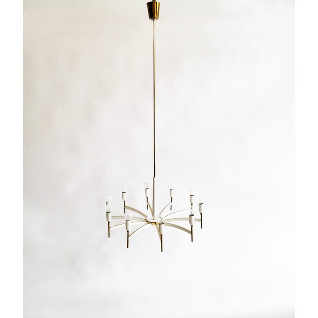 1950s Mid-Century Modern Austrian Brass Chandelier by Rupert Nikoll, 1950s For Sale - Image 5 of 15