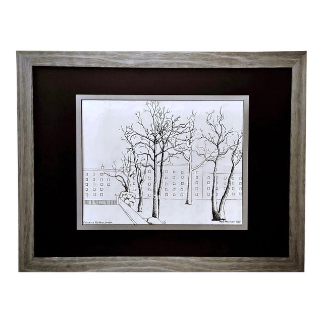 Original Mid-Century Etching of Ennismore Gardens London #1 of 2 For Sale