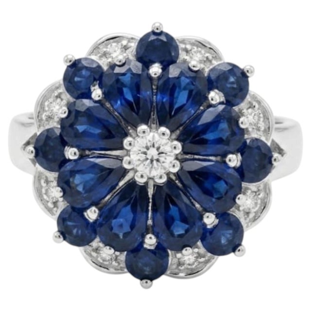 Modern Natural Blue Sapphire 3.20cts & Diamond 0.18cts Ring in 14k Gold For Sale - Image 3 of 8