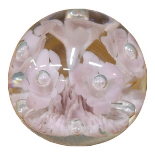 Art Glass Pink Floral Bouquet Paperweight For Sale
