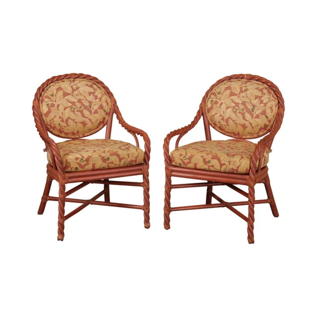 McGuire of San Francisco Painted Twisted Rattan Armchairs (B) - a Pair For Sale - Image 13 of 13