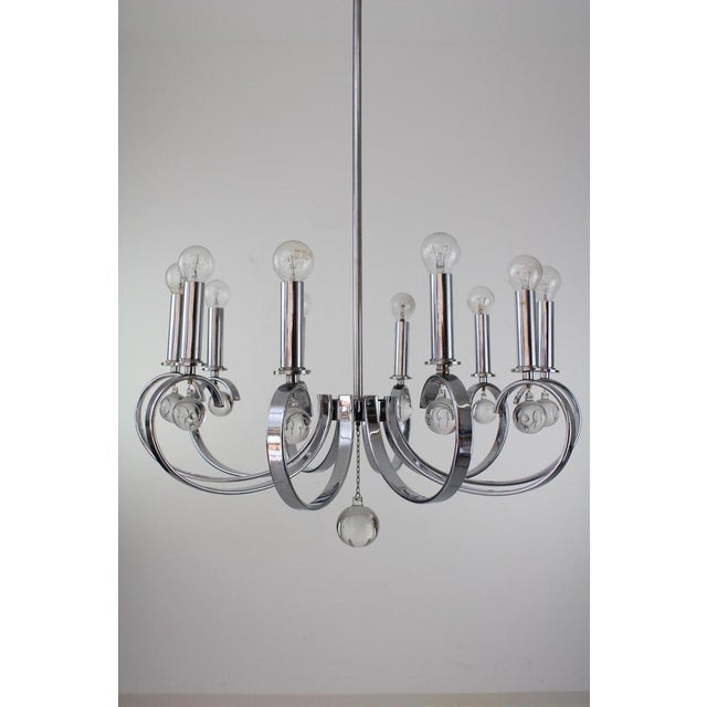 Crown Candlestick in Chrome with Crystal Glass Ball Pitch, 1920s For Sale - Image 10 of 10