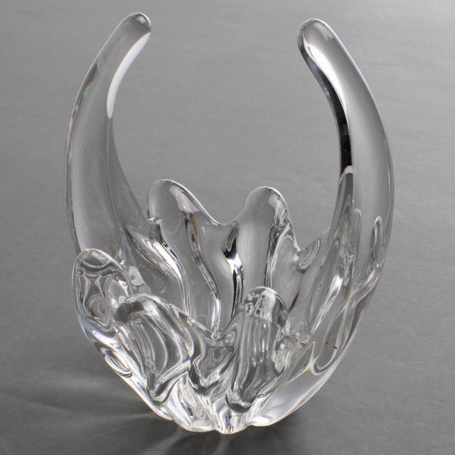 Glass Daum Nancy France Crystal Bud Vase, Basket or Vide Poche, circa 1970 For Sale - Image 7 of 9