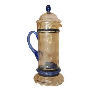 Large Vintage Quality Hand Blown Studio Art Glass Lidded Beer Stein Pitcher