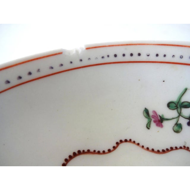 White Antique 18th Century Chinese Export Porcelain Famille Rose Flower Basket Teacup and Saucer For Sale - Image 8 of 11