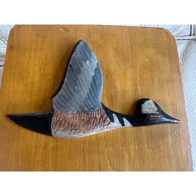 1960s Vintage Hand-Carved Flying Duck Wooden Bookends – A Pair Folk Art Flying Duck Bookends For Sale - Image 5 of 12
