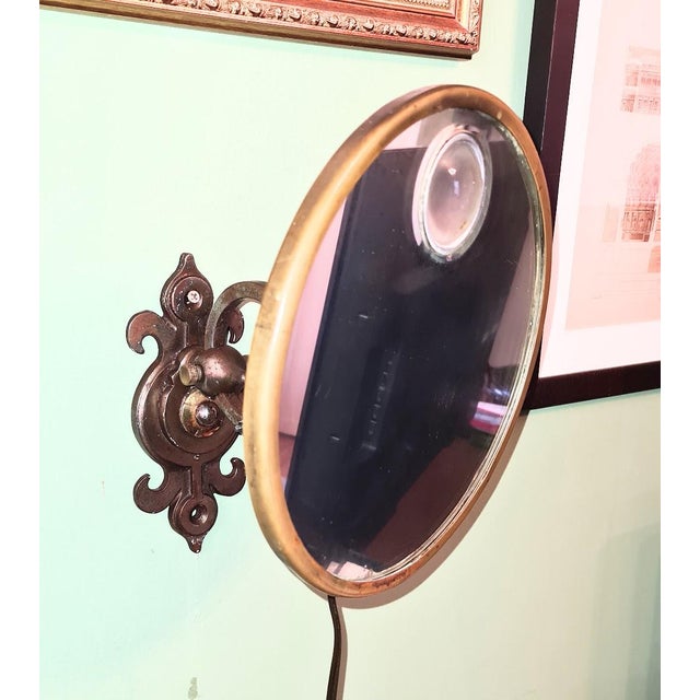 French Art Deco Illuminated Shaving Mirror, Attributed to Maison Brot, Paris, Circa 1930 For Sale - Image 4 of 15