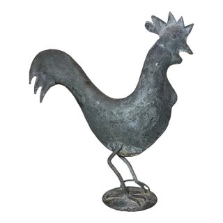 Antique Handmade Forged Steel Folk Art Rooster Bird Statue Sculpture Figure For Sale