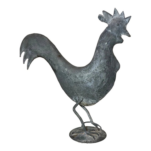 Antique Handmade Forged Steel Folk Art Rooster Bird Statue Sculpture Figure For Sale