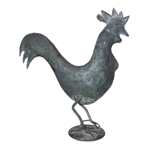 Antique Handmade Forged Steel Folk Art Rooster Bird Statue Sculpture Figure