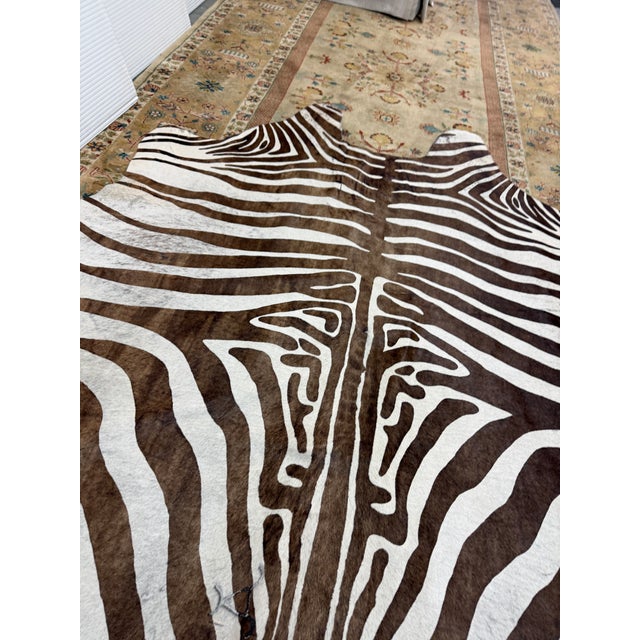 Animal Skin 5ft 1in × 5ft 8in Zebra Printed Hair on Hide Area Rug For Sale - Image 7 of 12