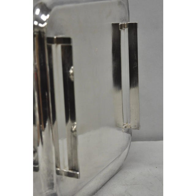 Vintage Sheffield Silver Plated Square Serving Bar Tray W/ Celluloid Handles For Sale - Image 16 of 17