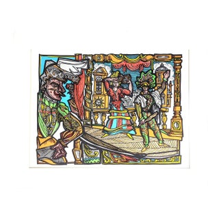 Commedia Dell'Arte Signed Limited Edition Serigraph by Marius Sznajderman, 1983 For Sale