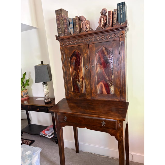 Gothic 1990s Gothic Old World Rustic Secretary Bookcase For Sale - Image 3 of 9