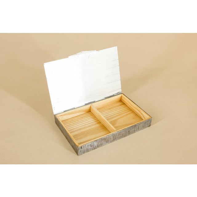 Silver Mid-Century Metal & Wood Budapest Parliament Cigarette Box For Sale - Image 8 of 13