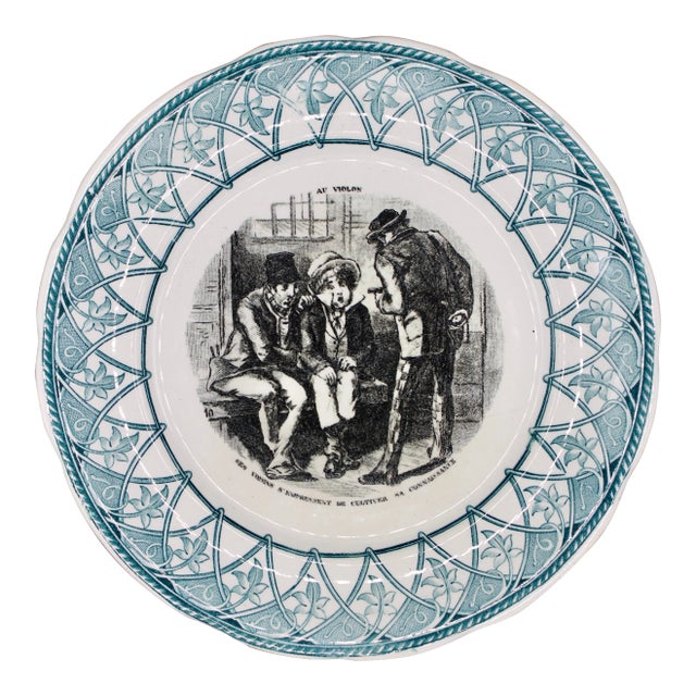 Early 20th Century French Plate “Au Violon” For Sale