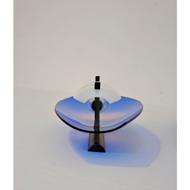Mid-Century Modern Blue and White Acrylic Glass Wall Lamps, Italy, 1970s, Set of 2 For Sale - Image 4 of 18