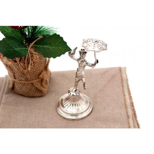 Silver Toothpick Holder with Saleswoman on Pedestal, in Very Good conditions. Designed before 1890 This piece has an...