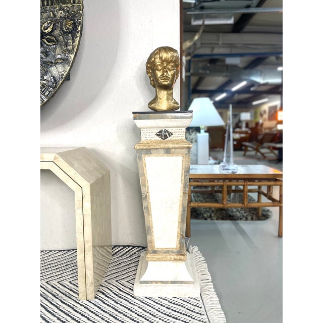 Tall Neo-Deco Tessellated Stone Pedestal, Attributed to Maitland-Smith For Sale - Image 10 of 13