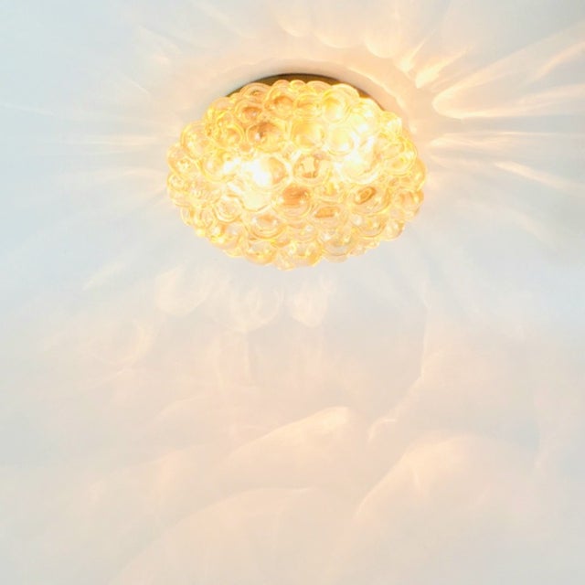 1960s 1960s Large Mid-Century Modern Amber Bubble Glass Ceiling Light/Flush Mount by Helena Tynell for Limburg, Germany For Sale - Image 5 of 10