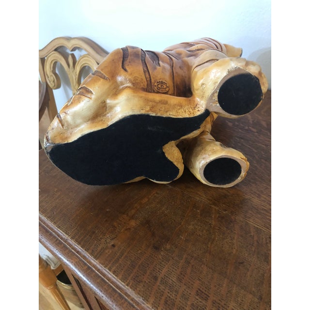 Vintage Marwal Chalkware 14” Bengal Tiger Cub Sculpture – Hand-Painted Mid-Century Hollywood Regency Safari Decor For Sale - Image 10 of 12