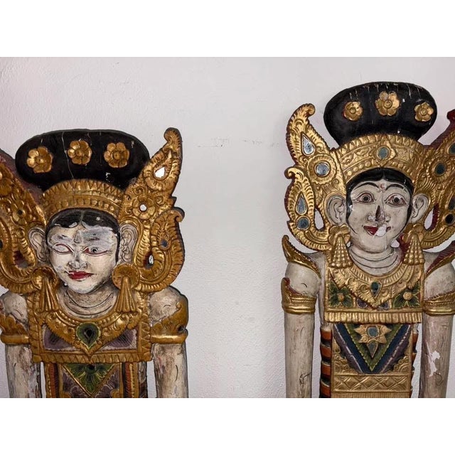 1900 - 1909 Pair of Balinese Statues in Compressed Wood, 1900s, Set of 2 For Sale - Image 5 of 14