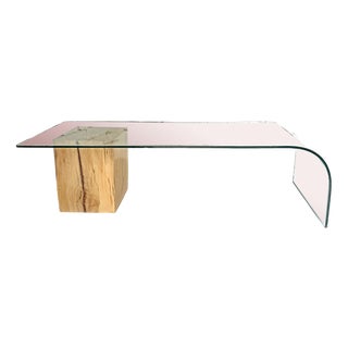 Vintage Waterfall-Shaped Glass Table For Sale