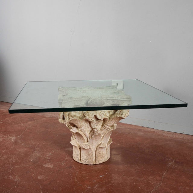 White Stone Capital Coffee Table with Large Thick Glass Top For Sale - Image 12 of 18