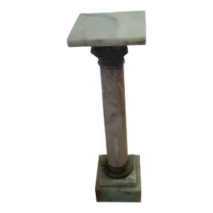 19th Century Green Onyx Pedestal With Bronze Scrolling Sleeves