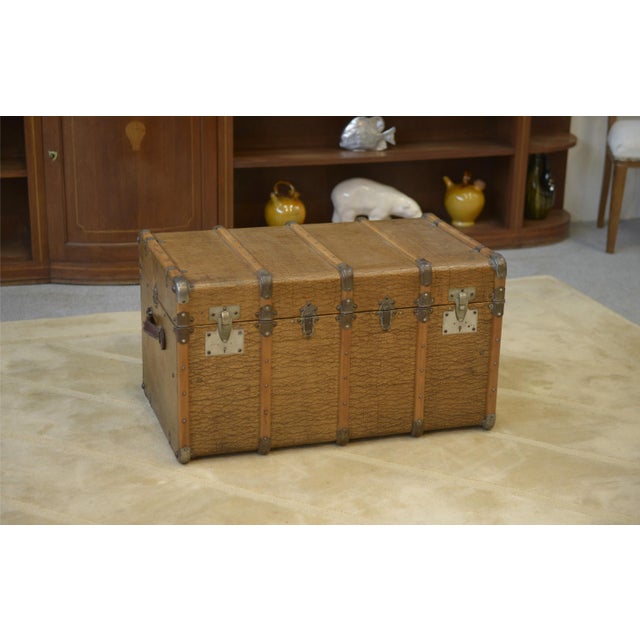 Vintage Travel Trunk with Key, 1950s For Sale - Image 4 of 11