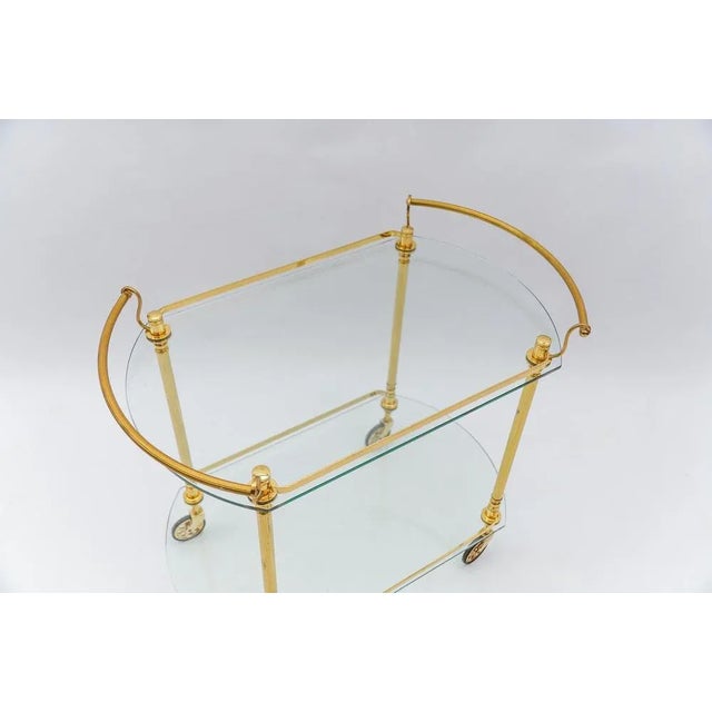 1960s Italian Brass and Glass Serving Bar Cart, 1960s For Sale - Image 5 of 13